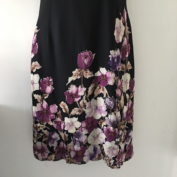 ADRIANNA PAPELL Silk Short Floral Print Dress S-12 - Picture 5 of 8